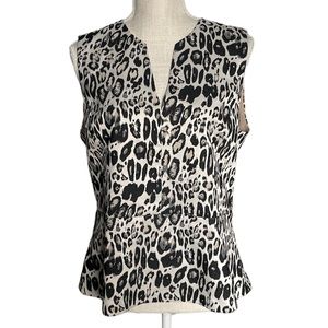 Ann Taylor Sleeveless Leopard Print Blouse Size 12 EUC
